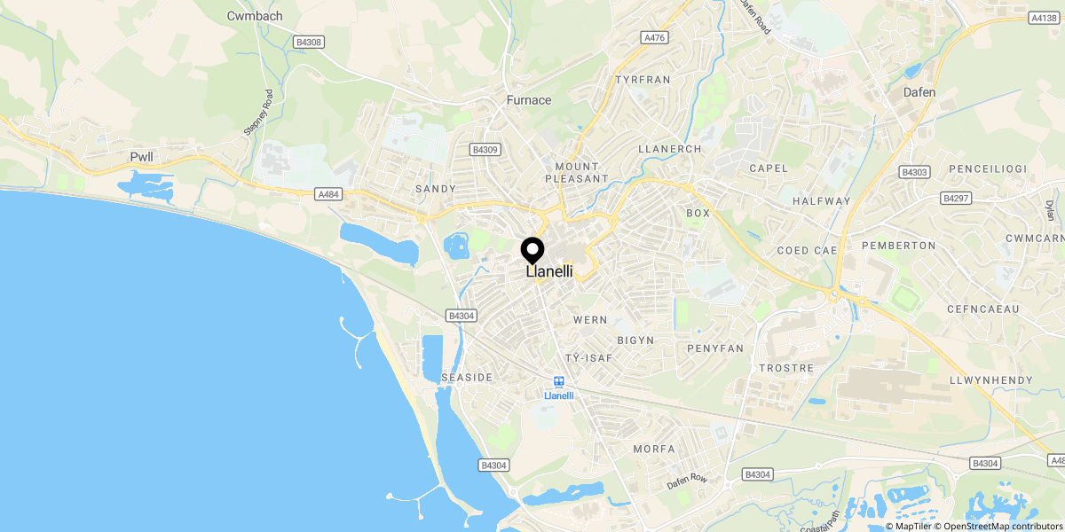 Approximate location of Old Castle Road, Llanelli, SA15 2SL